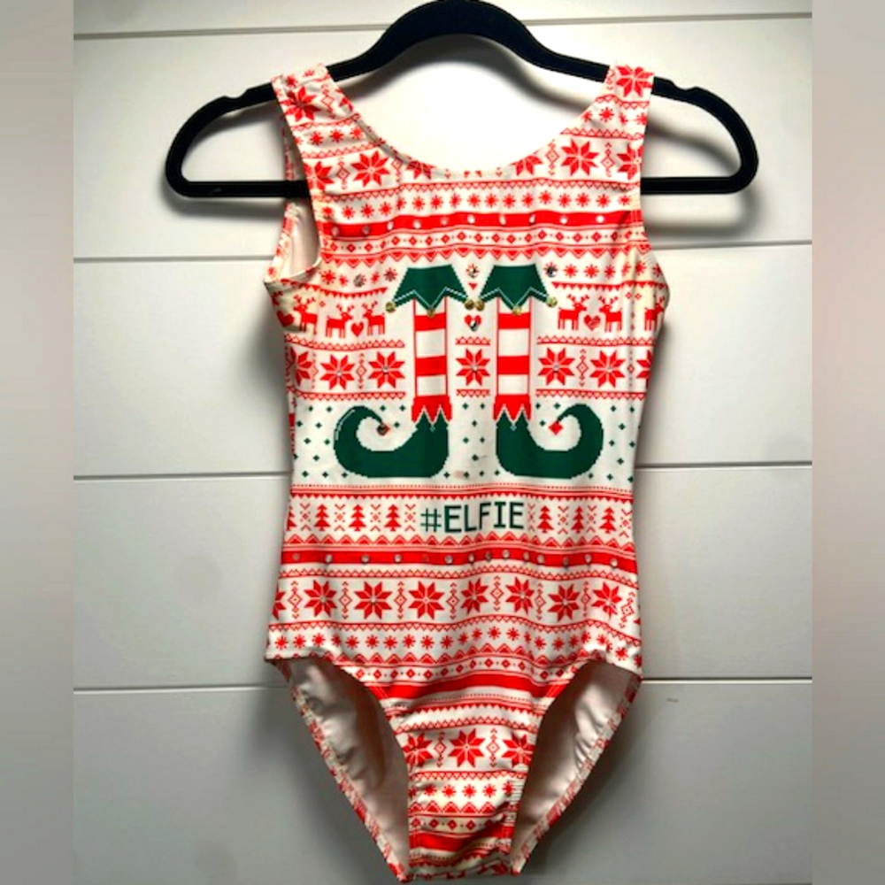 #ELFIE Red & Green Holiday leotard for Women